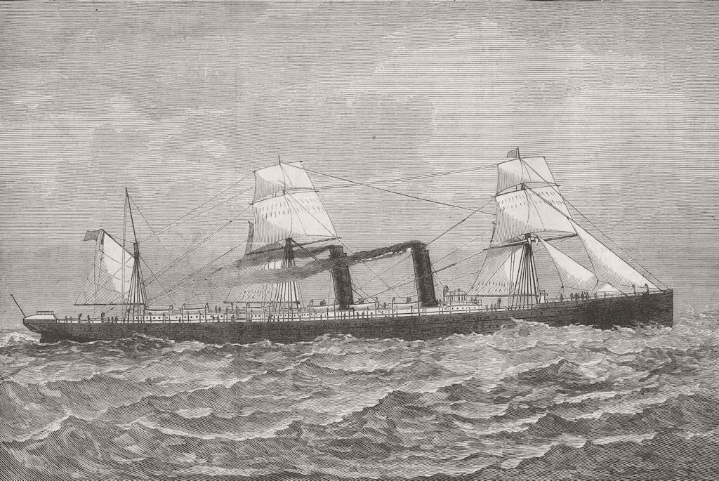 SERBIA. New Cunard Ship 1881 old antique vintage print picture